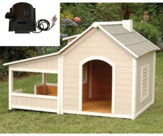 Precision Pets Outback Savannah Dog House with Porch and cooling fan   Dog Houses