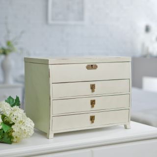 Brooklyn Shabby Chic Jewelry Box   Antique White   14.5W x 11.5H in.   Womens Jewelry Boxes