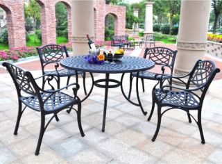 Crosley Sedona 48 in. 5 Piece Cast Aluminum Outdoor Dining Set with Arm Chairs   Patio Dining Sets