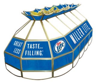 Miller Lite Stained Glass Pool Table Light   40 Inch   Billiard Lights