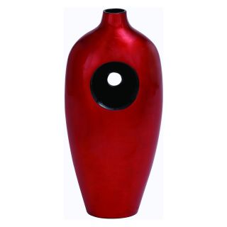 Benzara 20H in. Fiery Red Lacquer Vase   Table Vases