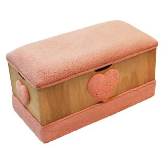 Harmony Kids Wooden Toy Box   Pink Cuddle Fur Heart   Toy Storage