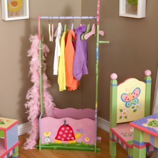Teamson Design Magic Garden Valet Rack and Hangers with Doll Cradle   Kids Coat Racks