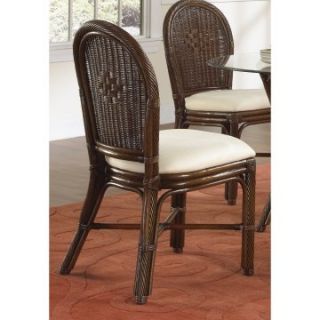 Hospitality Rattan Key West Indoor Rattan & Wicker Side Chair with Cushion   Antique   Wicker Furniture