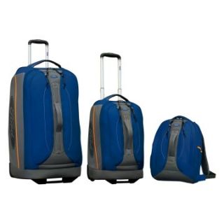 Travelers Club Ford 3 Piece Upright Rolling Duffel Set   Blue/Gray   Luggage Sets