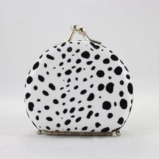 Round Leopard Print Jewelry Travel Case   White   2.6L x 2.2W in.   Womens Jewelry Boxes