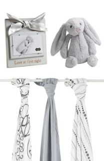 aden + anais Swaddling Cloths, Jellycat Bunny, & Mud Pie Picture Frame (Baby)