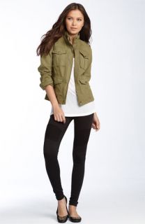 Trouvé Knit Tee & Motorcycle Leggings with Hinge® Canvas Military Jacket