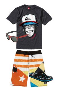 Quiksilver T Shirt & Board Shorts & Ray Ban Sunglasses (Big Boys)