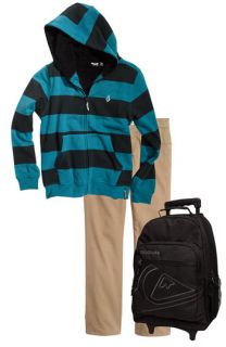Volcom Hoodie & Skinny Twill Pants with Quiksilver Roller Backpack (Big Boys)