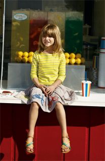 Mini Boden Tee & Skirt & Peek Sandal (Toddler, Little Girls & Big Girls)