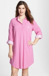 Lauren Ralph Lauren Knit Roll Tab Sleeve Jersey Sleep Shirt (Plus Size)