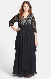 Adrianna Papell Chiffon & Lace Gown & Jacket (Plus Size)