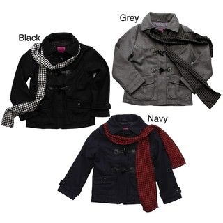 Velvet Chic Big Girl's Wool Blend Toggle Peacoat with Scarf FINAL SALE Girls' Outerwear