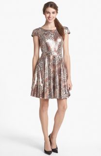 Betsey Johnson Sequin Print Fit & Flare Dress