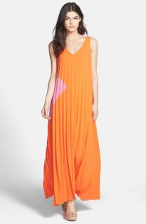Line & Dot Sunburst Pleat Maxi Dress