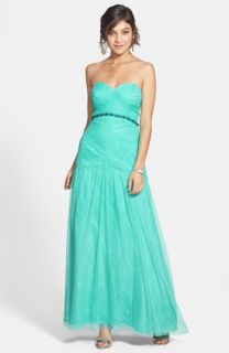 Hailey by Adrianna Papell Strapless Mesh & Lace Mermaid Dress