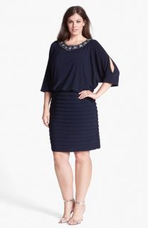 Xscape Embellished Cold Shoulder Blouson Dress (Plus Size)