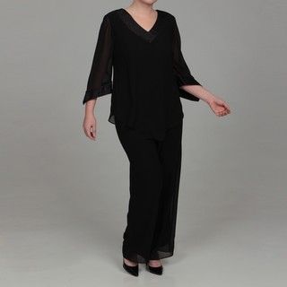 Dana Kay Women's Plus Size Black 2 piece Pant Set FINAL SALE Dana Kay Plus Size Sets