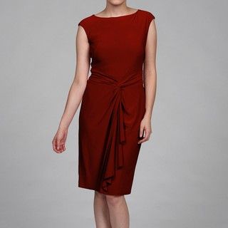 Evan Picone Women's Red Knot Waist Ruffle Dress Evan Picone Casual Dresses
