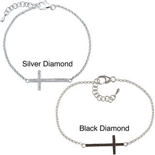 Sterling Silver 1/8ct TDW Diamond Cross Bracelet Diamond Bracelets