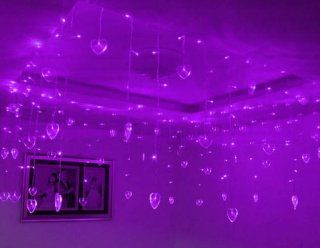Ayangyang Purple Color Heart Shape Led String Light Holiday Fashionable Lights Bedroom Ornament Light Christmas Lights Celling Decorate Light 0.75*8m 192 Bulb  