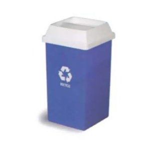 Continental Commercial 25 1 25 Gal Recycle Logo Trash Can, Swingline, Square, Blue & White, Pack of 4 Kitchen & Dining