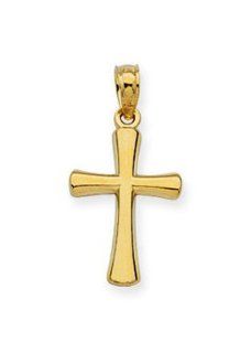 CleverEve's 14K Yellow Gold Small Beveled Cross Pendant CleverEve Jewelry