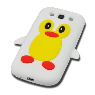 FJX 3D Cartoon Cute Penguin Soft Silicon Case Protective Cover for Samsung Galaxy S3 SIII I9300 White Cell Phones & Accessories