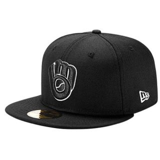 New Era MLB 59Fifty Black & White Basic Cap   Mens   Baseball   Accessories   Milwaukee Brewers   Black/White