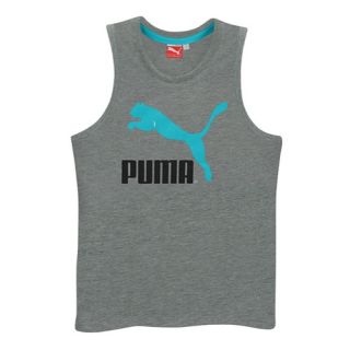 PUMA Heritage #1 Logo Tank   Mens   Casual   Clothing   Medium Grey Heather/Bluebird