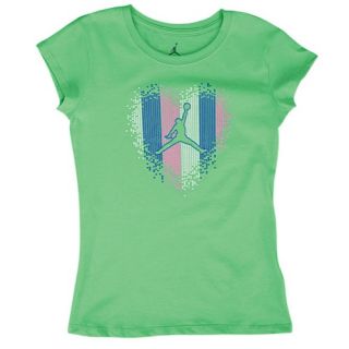 Jordan Heart T Shirt   Girls Grade School   Basketball   Clothing   Lucid Green/White/Game Royal/Pink Glow