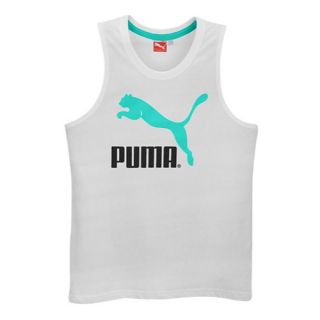 PUMA Heritage #1 Logo Tank   Mens   Casual   Clothing   White/Electric Green
