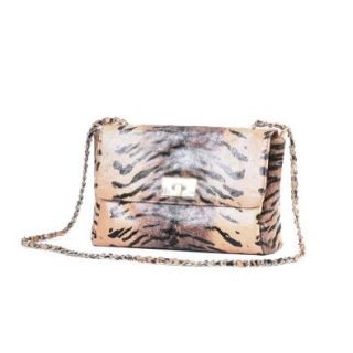 Designer Zebra Print Leather Shoulder Bag with Leather Wrapped Chain Strap Shoes