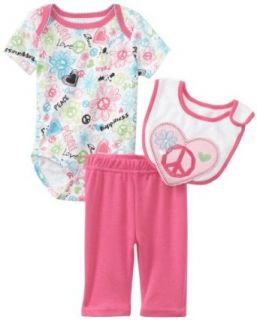 Infant Girl's 3 Piece Value Set, Pink Peace Signs & Hearts Clothing