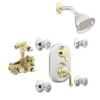 Moen 243CP 3330 Monticello Moentrol Vertical Spa Set with Valve, Chrome and Polished Brass   Single Handle Tub And Shower Faucets  