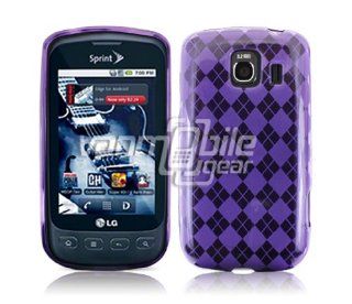PURPLE ARGYLE TPU DESIGN CASE + LCD SCREEN PROTECTOR for LG OPTIMUS S (SPRINT) Cell Phones & Accessories