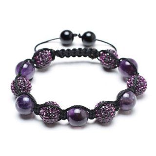Bling Jewelry Bracelet Shamballa Inspired Purple Crystal Bead Amethyst Stones Jewelry