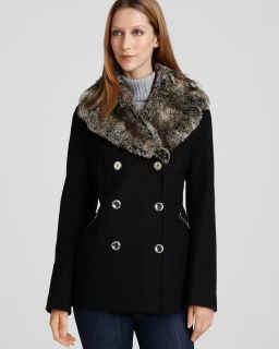Laundry by Shelli Segal Short Wool Coat with Faux Fur Collar's