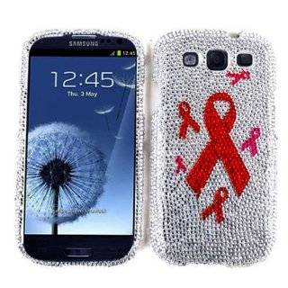 Cell Armor I747 SNAP FD269 Snap On Case for Samsung Galaxy S III I747   Retail Packaging   Full Diamond Crystal/1+5 Breast Cancer Ribbon Cell Phones & Accessories