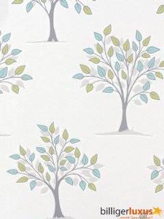 Graham And Brown Contour Luxury Vinyl Forest Leaf Tree Jungle Wallpaper 10M Roll Blue Green White 20 276    