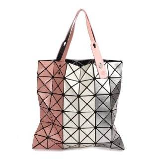 Same Design of BAO BAO Issey Miyake Bended Geometry Diamond Bag Shopping Bag Handbag   Light Pink& White