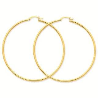 14k Polished 2mm Round Classic Hoop Earrings   Gold Jewelry Reeve and Knight Jewelry