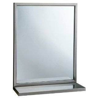 Bobrick 292 Series 304 Stainless Steel Welded Frame Mirror/Shelf Combination, Satin Finish, 24" Width x 36" Height