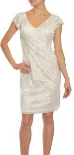 Sue Wong Womens Designer Ivory Size 4 Lace Embroidery Cocktail Dress Sue Wong Clothing