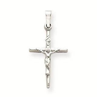 14k White Gold INRI Crucifix Charm Pendant   Gold Jewelry Reeve and Knight Jewelry