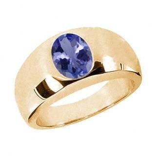 1.16 Ct Oval Blue AAA Tanzanite 14K Yellow Gold Men's Ring Jewelry
