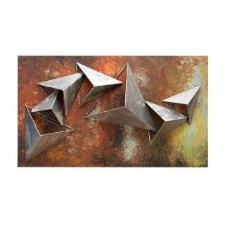 Hand Painted Metal Wall Art Multi Color Abstract Triangle Pyramid 32"H, 19"W   Wall Sculptures