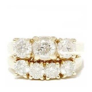Pompeii3 Inc. 3.00CT Round Diamond Engagement Anniversary Wedding Ring 14k Yellow Gold Band Past Present Future Set Jewelry