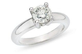 1 Carat Diamond 14K White Gold Bombay Shank Solitaire Engagement Ring Jewelry